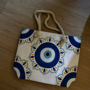 Blue and White Patterned Tote Bag